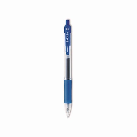Zebra Pen Sarasa Dry Gel X20 Gel Pen, Retractable, Fine 0.5 mm, Blue Ink, Clear/Blue Barrel, PK12 46720